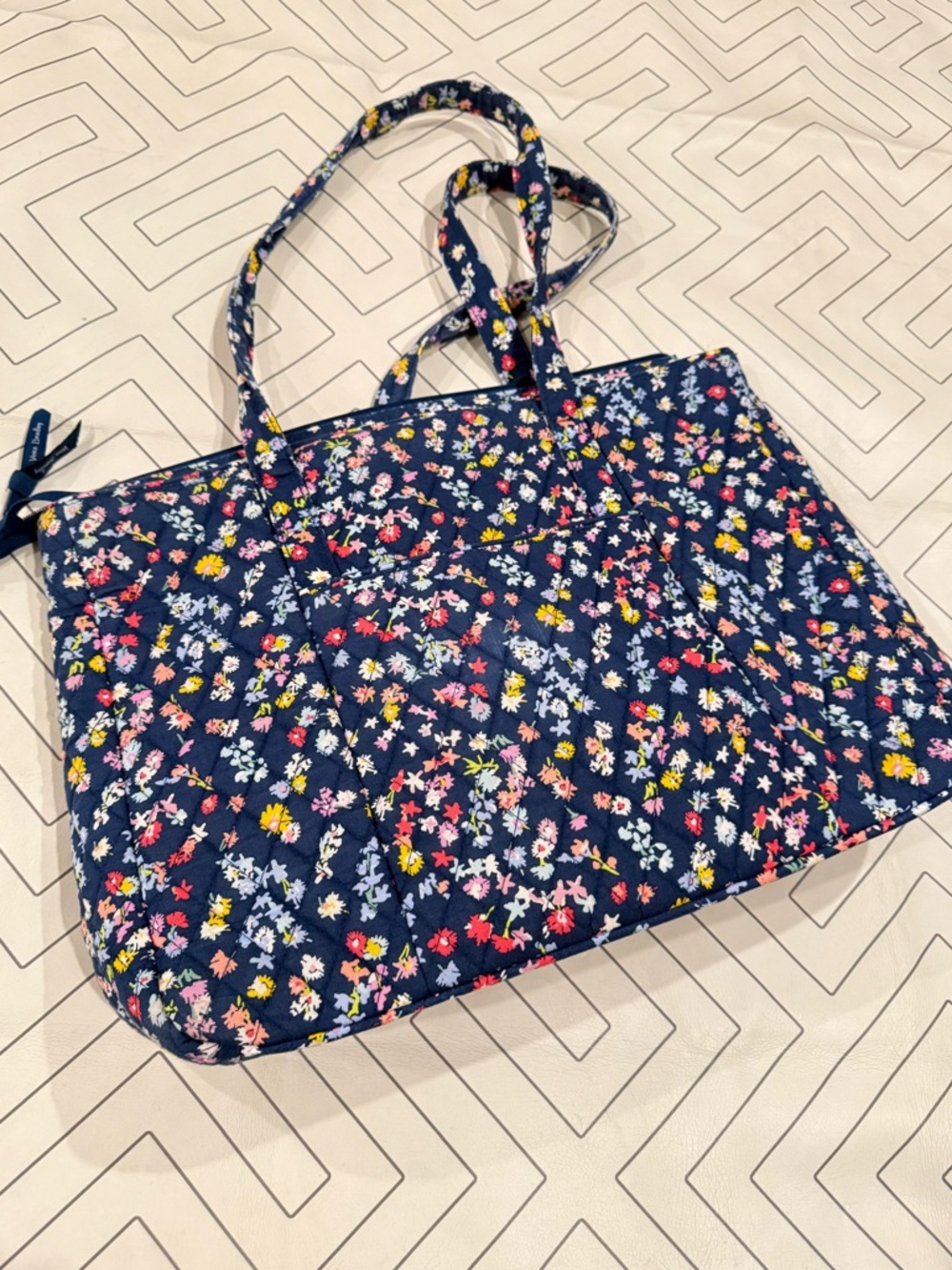 Vera Bradley Navy Floral Tote Purse - Picture 12 of 13